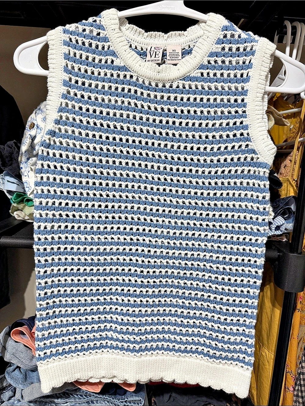 Love by Design Striped Knit Vest in Blue & White Size XS Like New